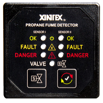 Fireboy-Xintex Propane Fume Detector  Alarm w/2 Plastic Sensors  Solenoid Valve - Square Black Bezel Display [P-2BS-R]