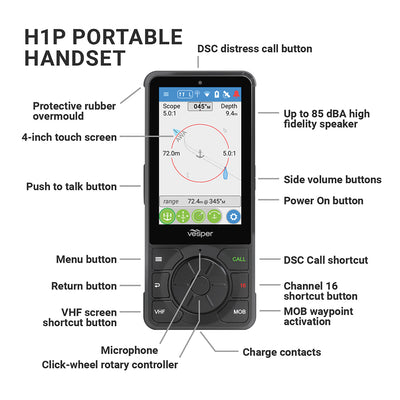 Vesper Cortex H1P Portable/Wireless/Rechargeable Handset w/Charging Cradle [010-02816-10]