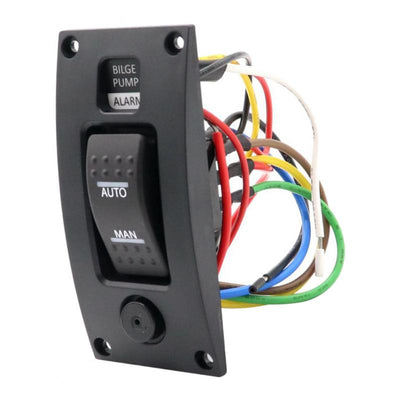 Marine Boat 12V Three-Way Rocker Panel Bilge Pump Switch with Alarm Waterproof - Auto/Off/Man