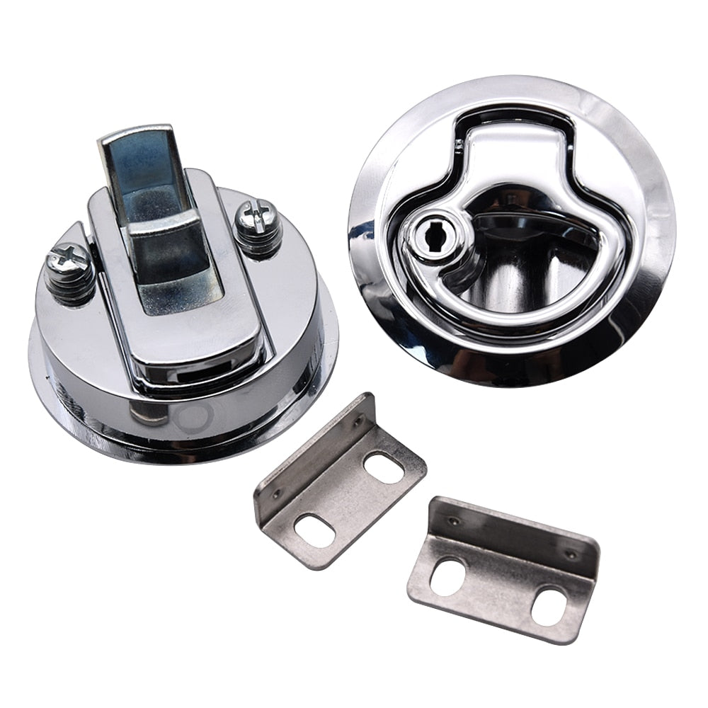 Boat Yacht Car RV Door push lock with Key kit Stainless Steel Door Lock 2" Flush Pull Slam Latch RV Deck Hatchs marine hardware