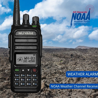 Ruyage UV83 NOAA Weather Channel 6 Bands Amateur Ham Two Way Radio 128CH Walkie Talkie Air Band Color Police Scanner Marine